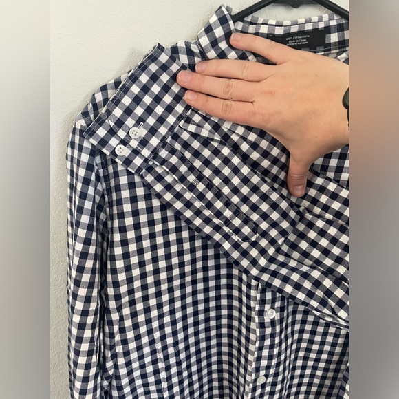 Blue Checkered Trim Fit Men's Long Sleeve Casual Button Down Nordstrom Neck 17 - Picture 9 of 12